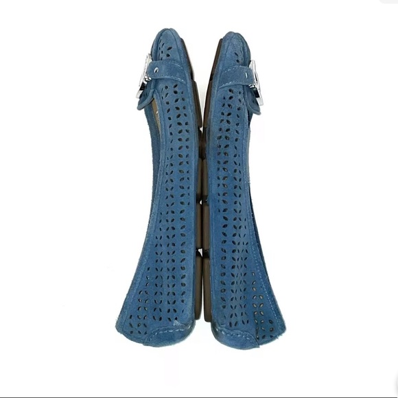 Michael Kors Blue Fulton Perforated Suede Leather Moccasin Flats - Picture 6 of 8